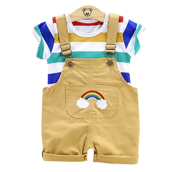 BOYS STRIPED 2PCS OVERALLS SET