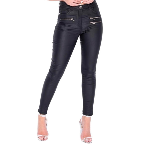 WOMENS HIGH WAISTED ZIPPER SKINNY JEANS