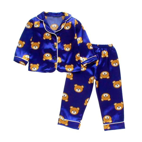 KIDS TEDDY BEAR SILK PAJAMA SET
