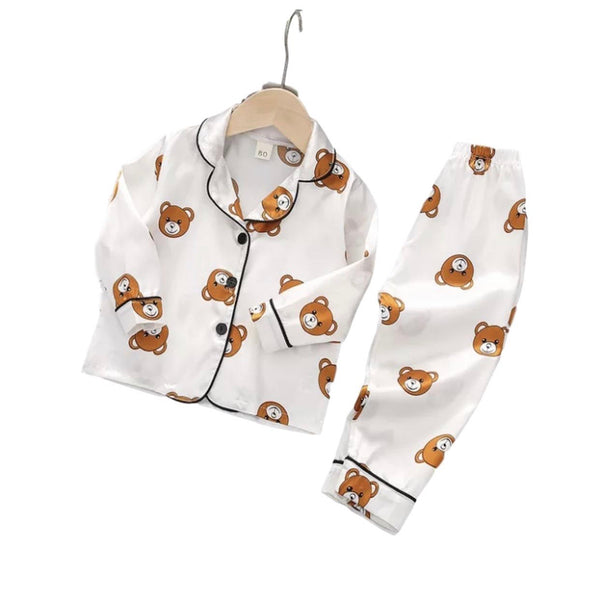 KIDS TEDDY BEAR SILK PAJAMA SET