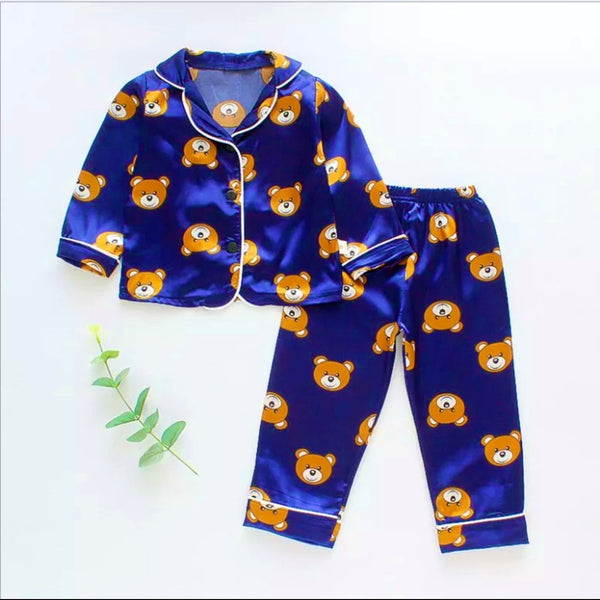 KIDS TEDDY BEAR SILK PAJAMA SET