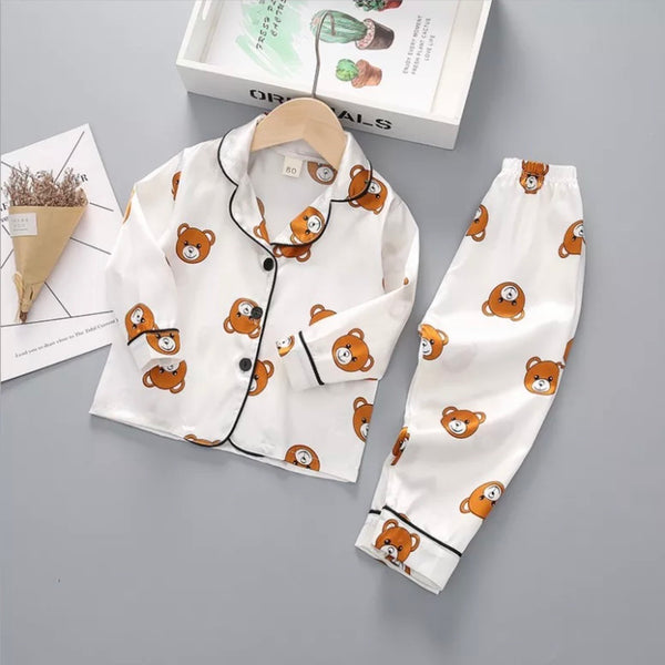 KIDS TEDDY BEAR SILK PAJAMA SET